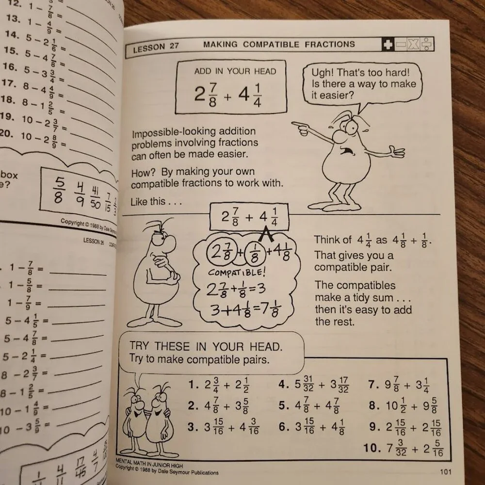 Mental Math in Junior High Workbook Grades 7-9 Paperback Activity Book Mathemati